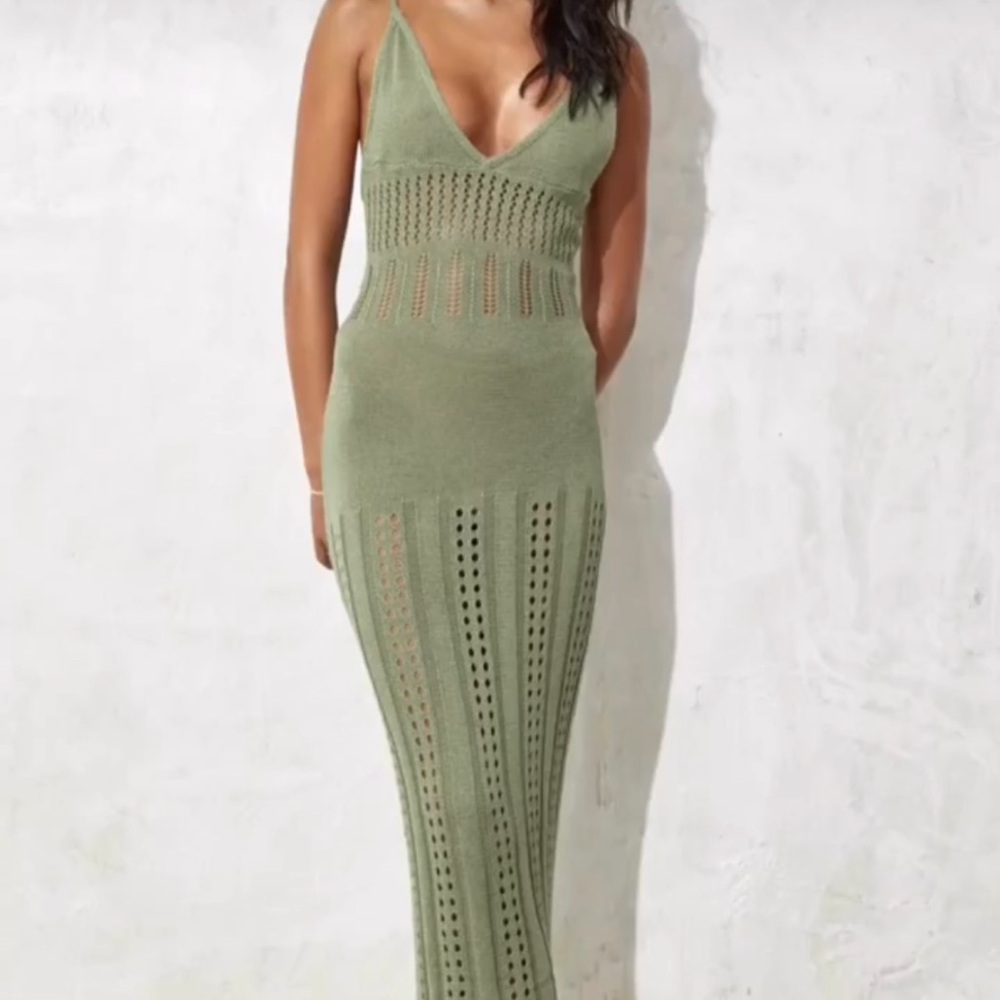 Flook The Label Aura Olive Green Knit Dress - Picture 7 of 8